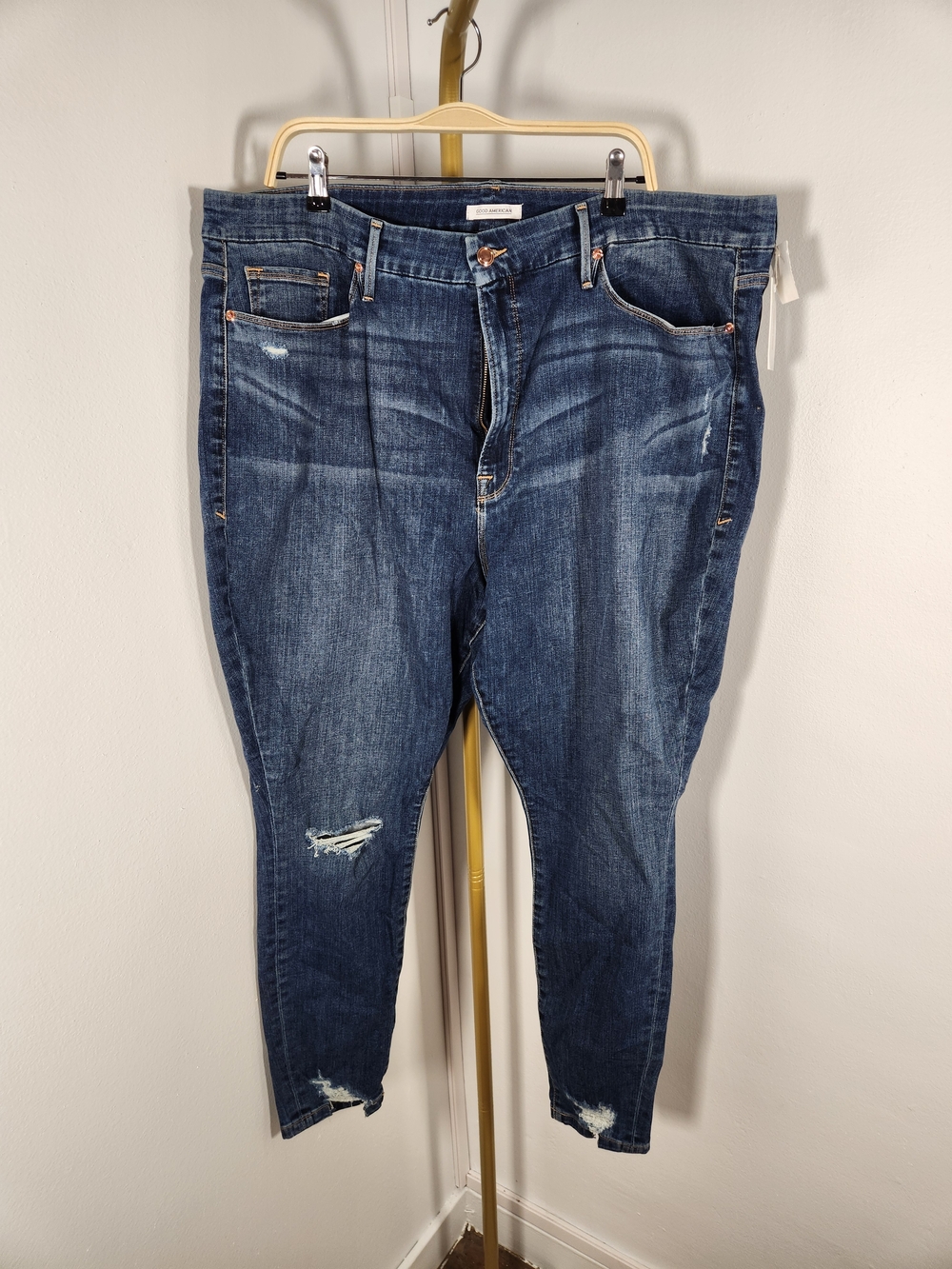 Good American Dark Blue Skinny Distressed Jeans